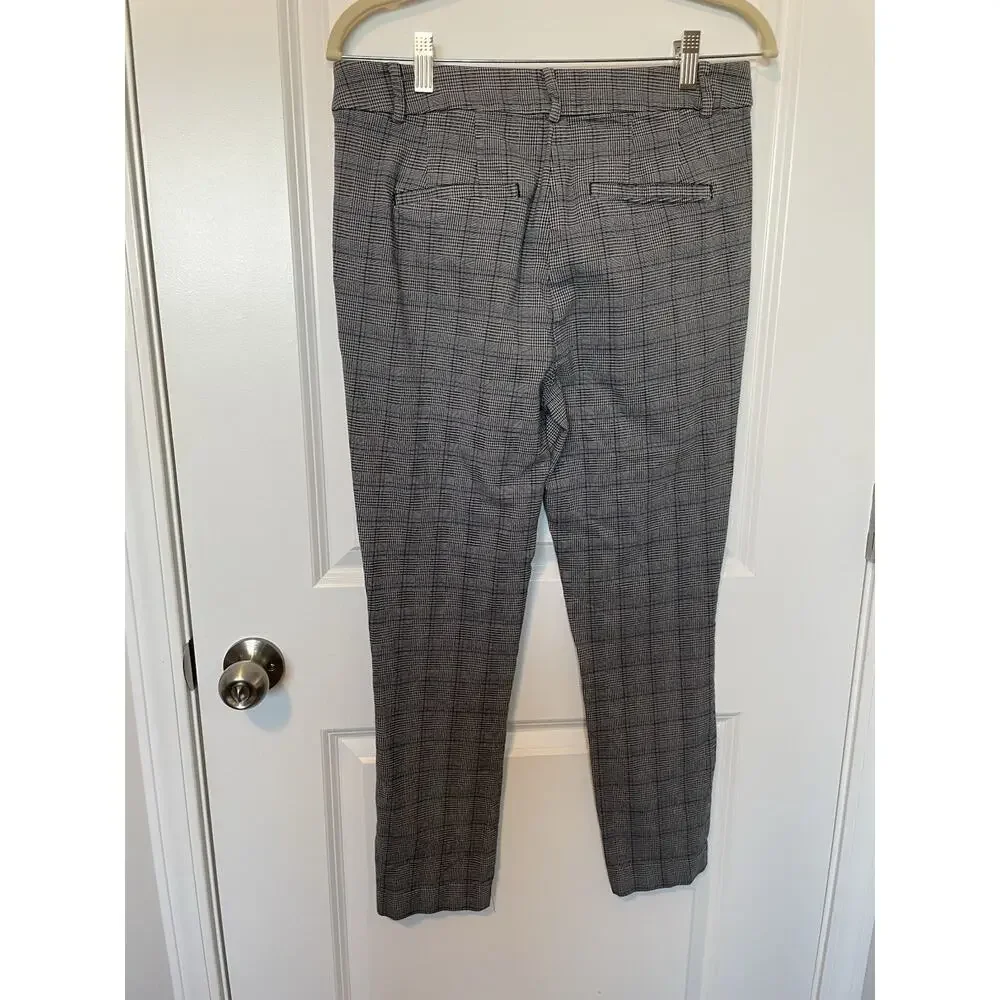Loft Trouser Pants Work Office High Waist Skinny Plaid Comfort Size 8 Stretch